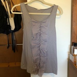 J.Crew Grey Cotton Tank with ruffles Size S